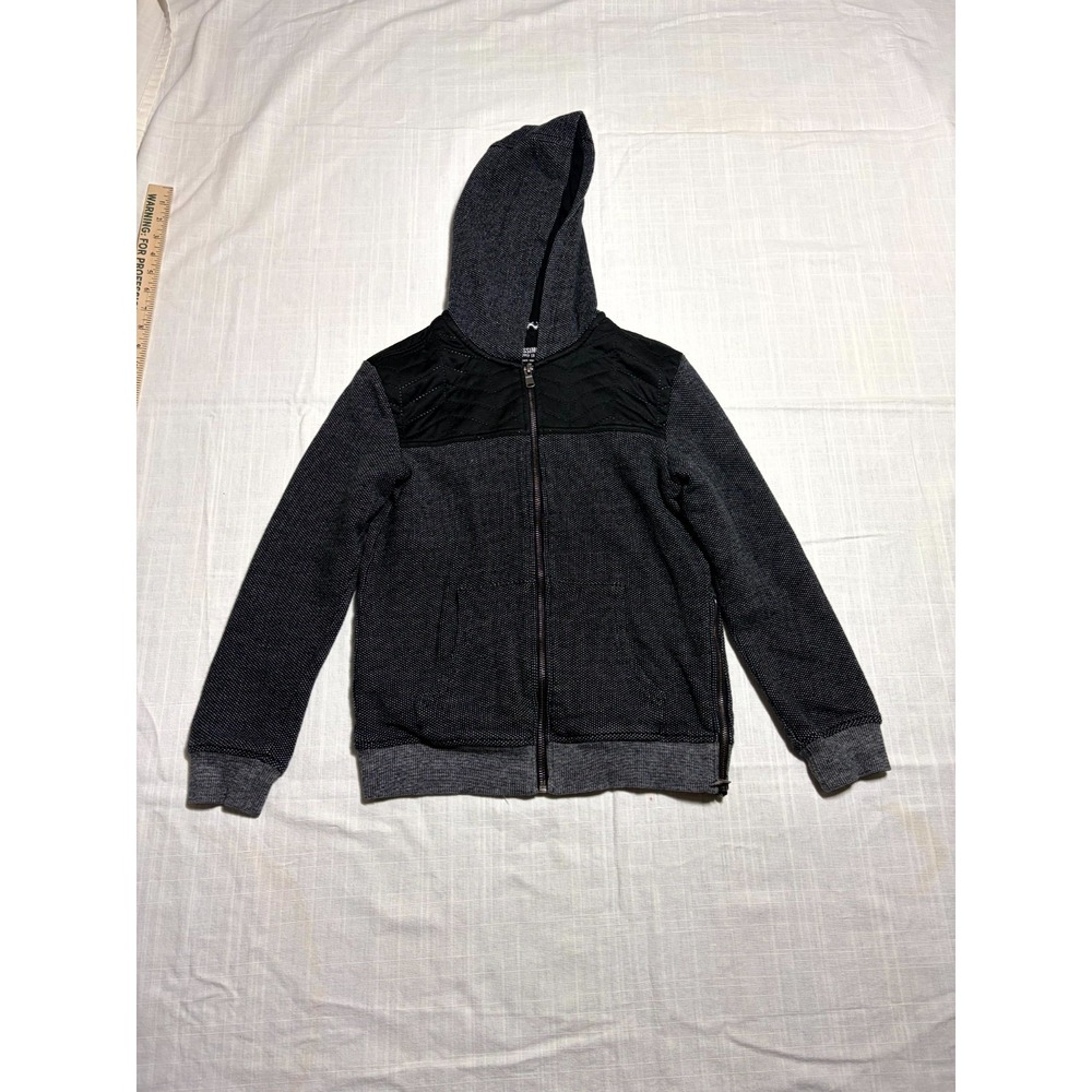 Mossimo Supply Co. Hooded Jacket Youth Boys M 12/14 Gray Black Quilted Full Zip